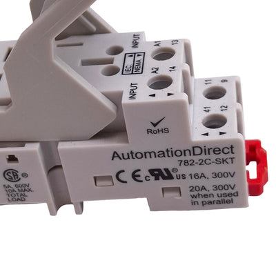 Used Automation Direct 782-2C-SKT Relay Socket, 8-Pin Blade, 300VAC/DC 16A, DIN Rail