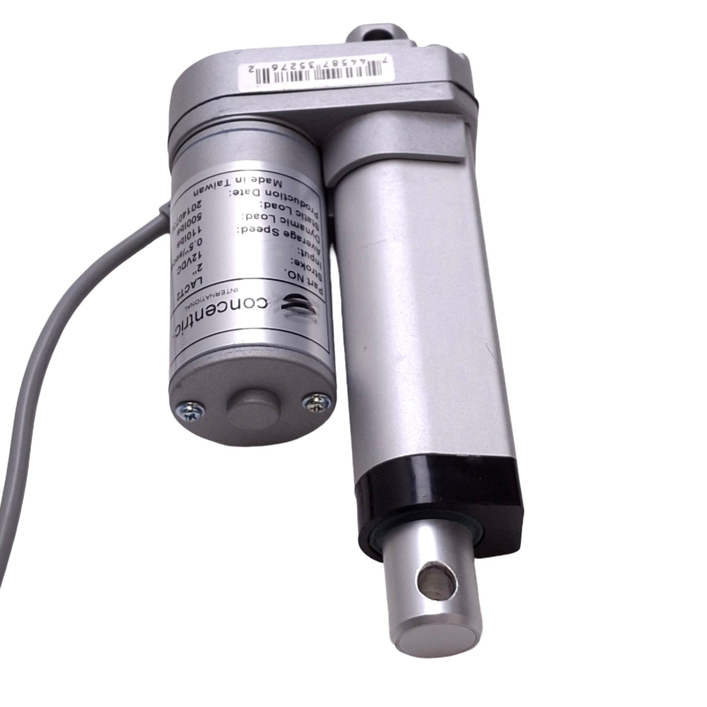 Used Concentric LACT2P Linear Actuator, 20:1, 2in Stroke, 110lb Capacity, 12VDC