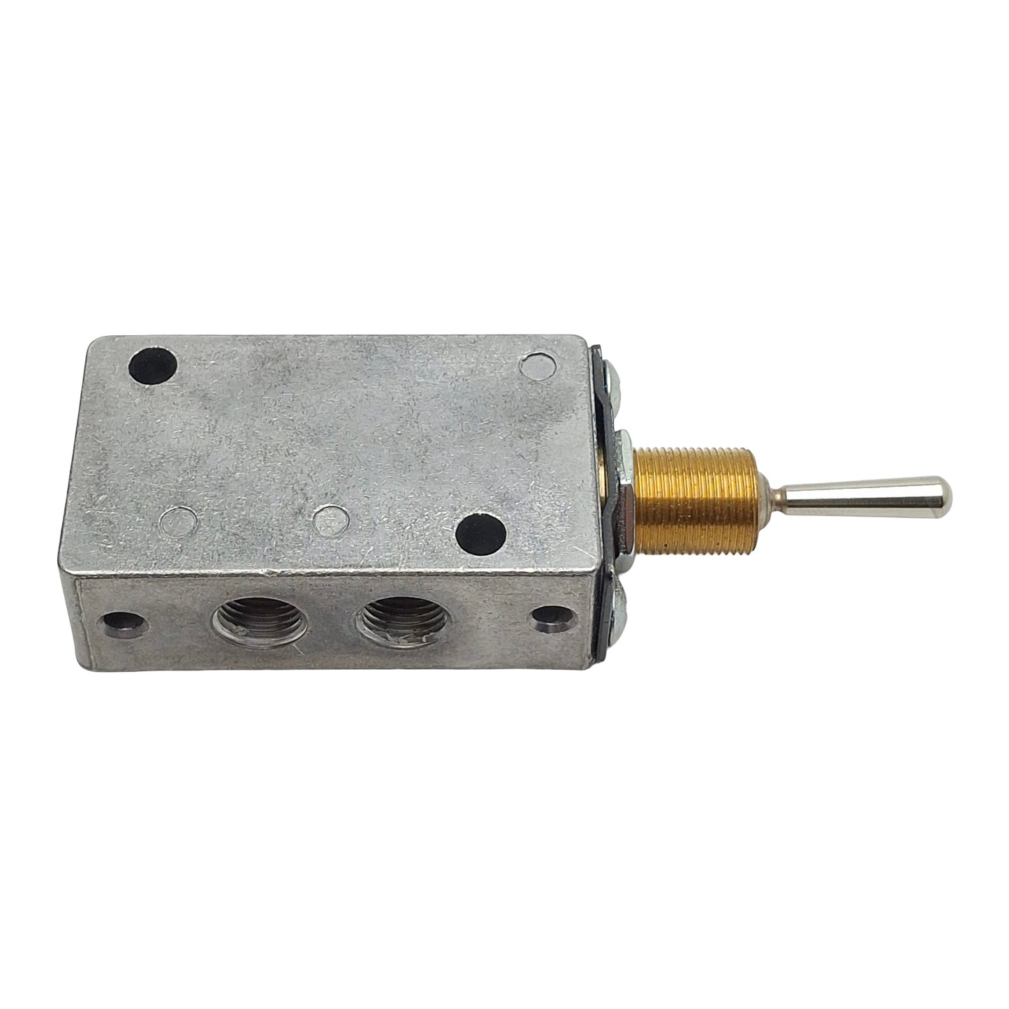 Used Bimba Mead LTV-35 Toggle Control Valve, 5/4-Way, 1/8in NPT, 25-125psi, 0.18Cv