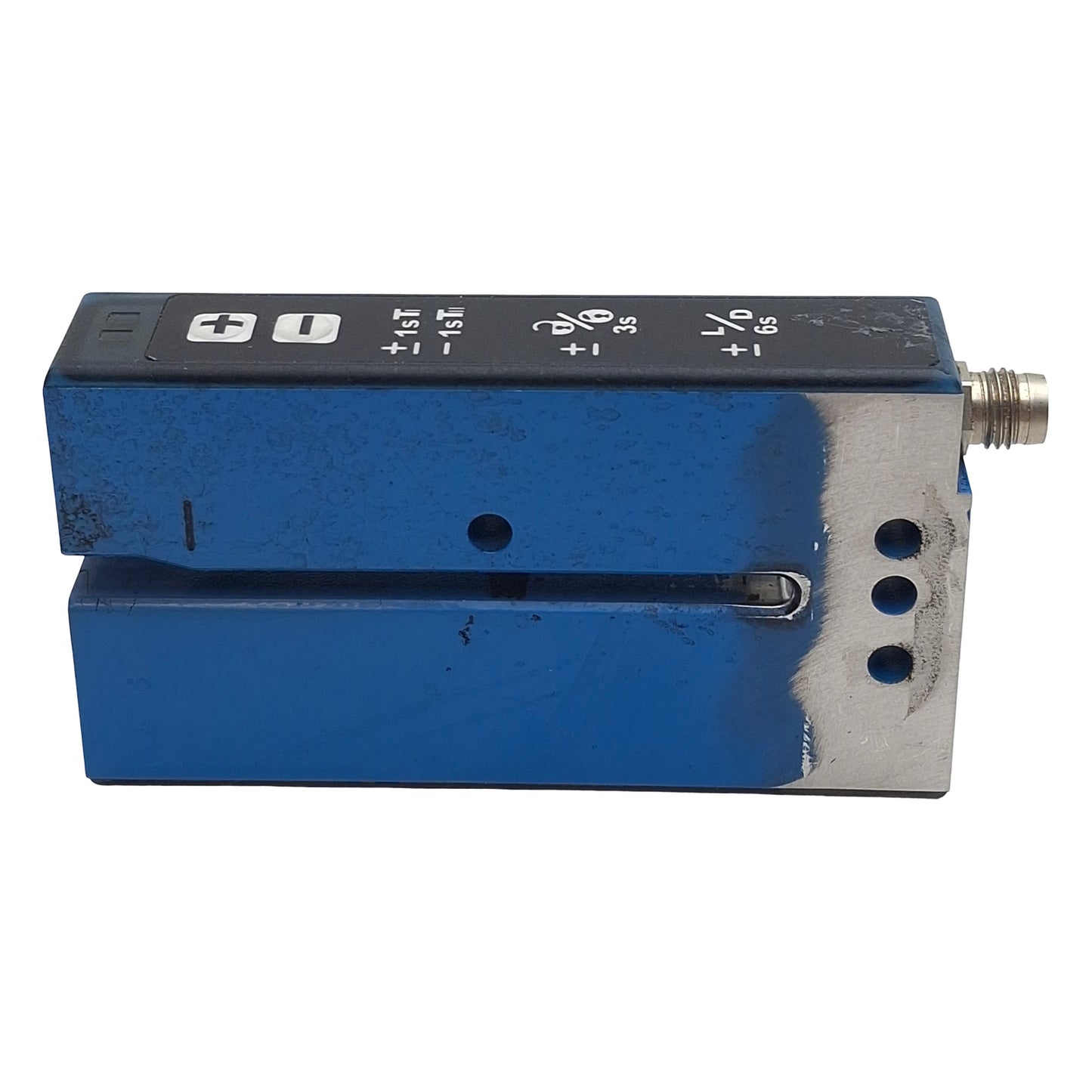 Used Sick UFN3-70B413 Ultrasonic Fork Sensor, 69mm Slot, PNP/NPN, 10-30VDC, 4-Pin M8