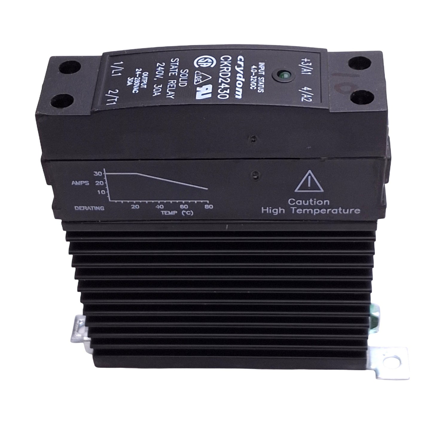 Used Crydom CKRD2430 Solid State Relay, SPST-NO, 240VAC 30A Max, 4-32VDC Coil