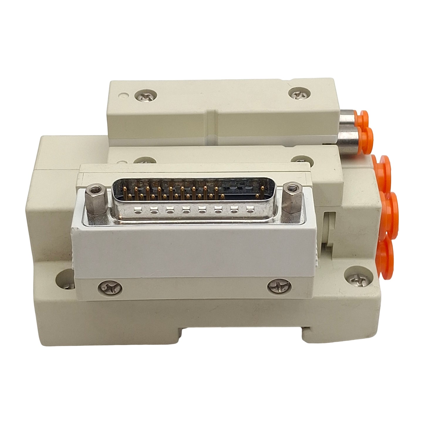 Used SMC SS5V1-GCI06 Solenoid Valve Manifold Base End, DB25 Male, 5/16in, 5/32in P2C