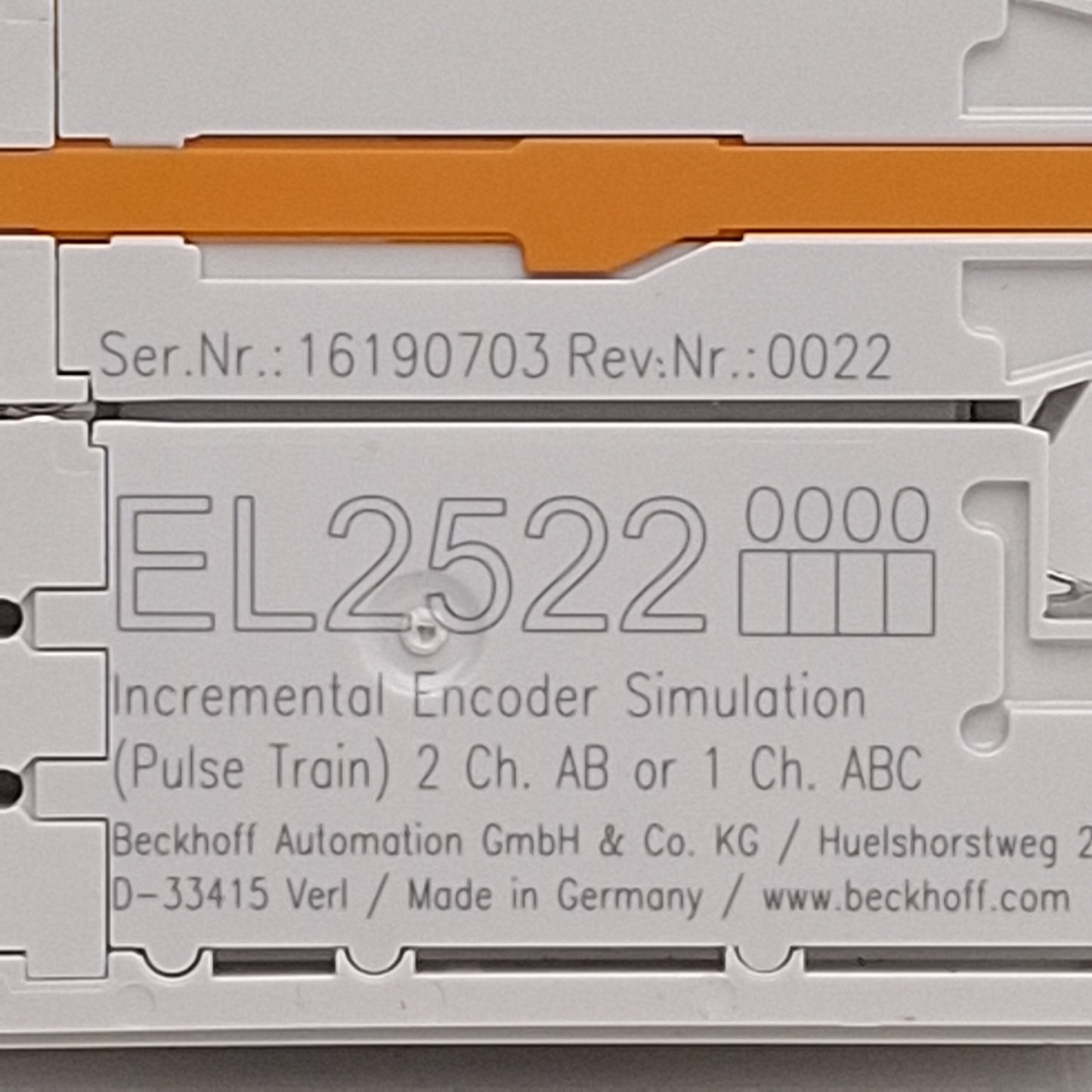 Used Beckhoff EL2522 EtherCAT Terminal, 2-Channel Incremental Encoder Simulation