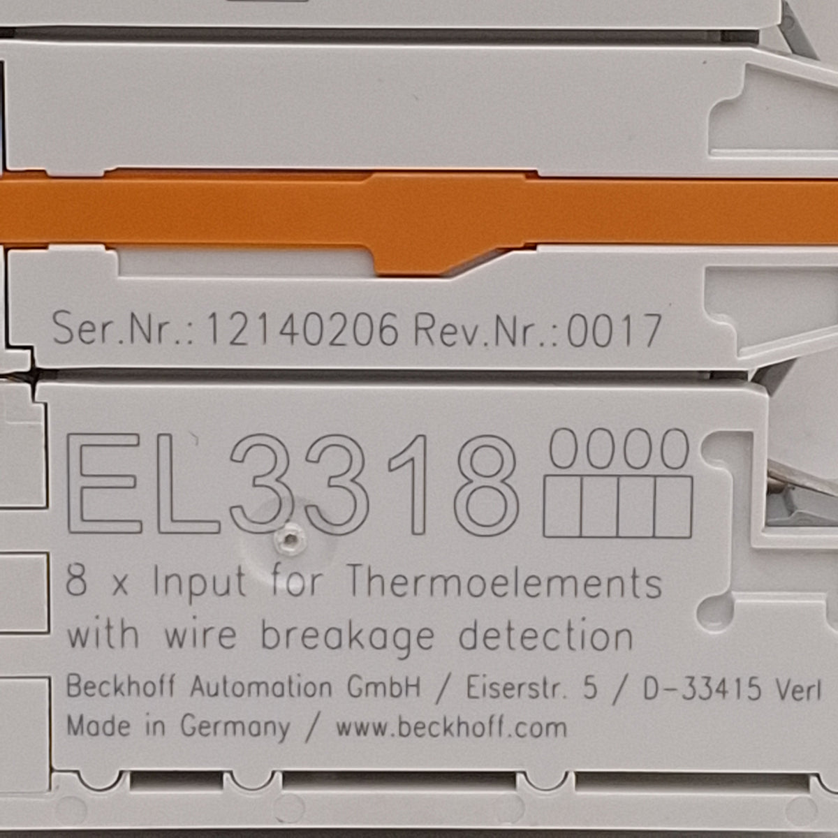 El3318 Beckhoff EL3318 EtherCAT Terminal, 8-Channel Analog Input, Thermocoupl ...