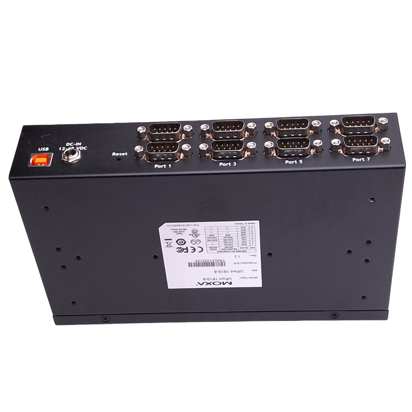 Used Moxa UPort 1610-8 USB to 8-Port RS-232 Serial Hub, USB-B to DB9M, 12-48VDC