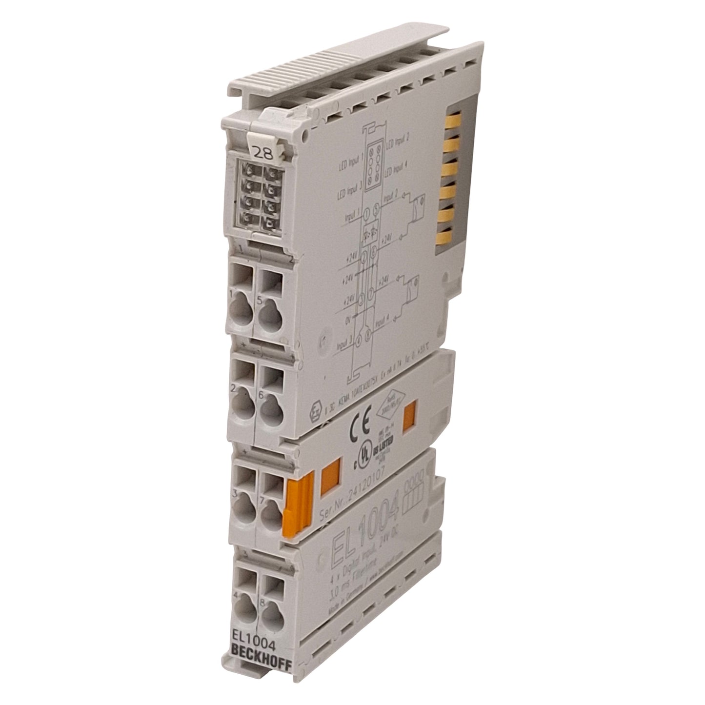 Used Beckhoff EL1004 EtherCAT Terminal, 4-Channel Digital Input, 3ms Filter, 24VDC