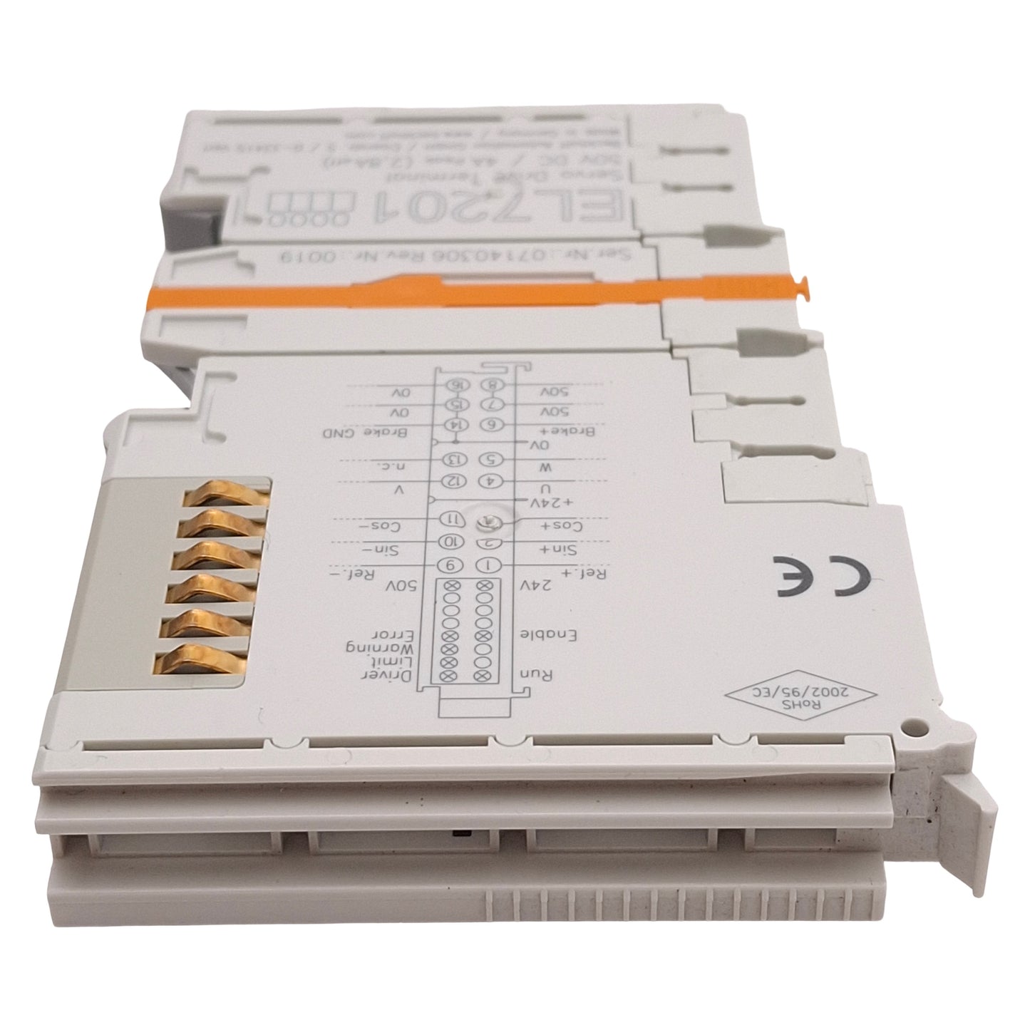 Used Beckhoff EL7201 EtherCAT Terminal, 1-Channel Servo Motor Interface, 50VDC 2.8A