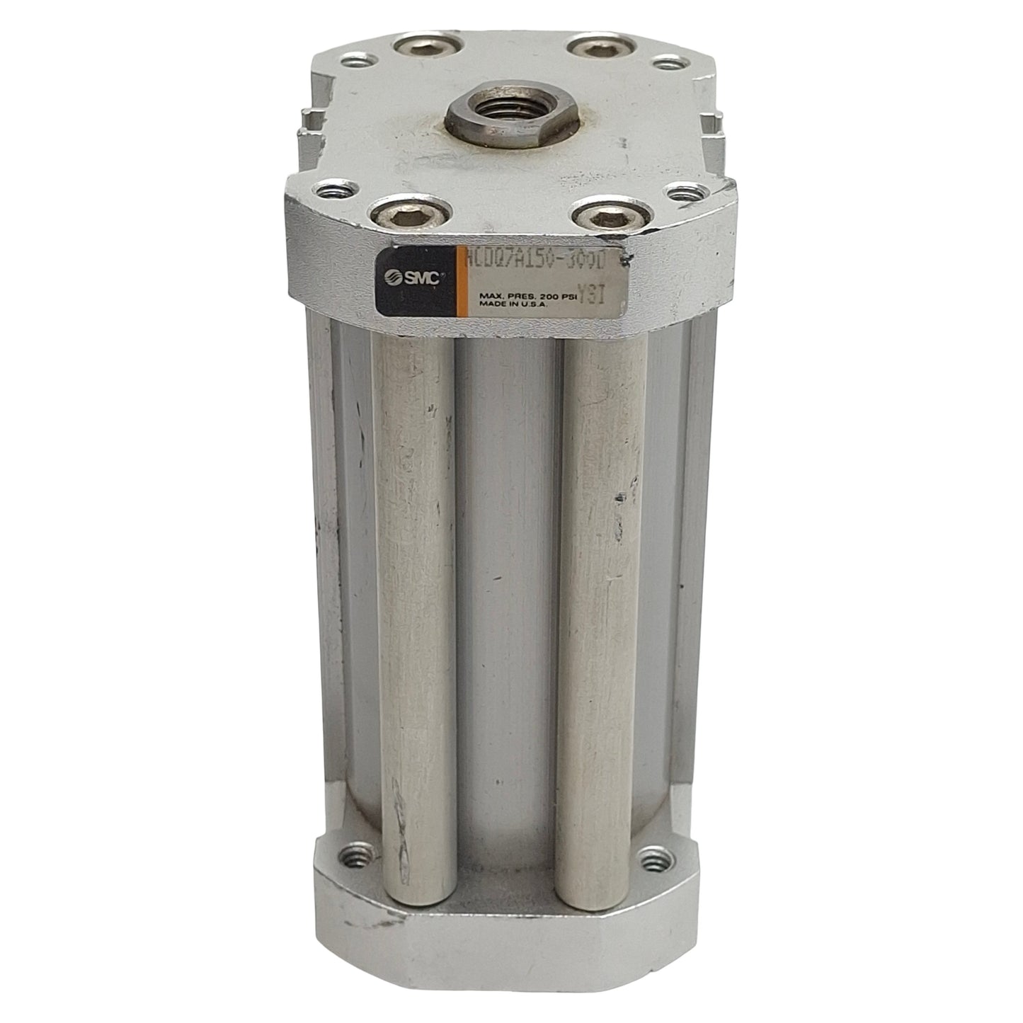 Used SMC NCDQ7A150-300D Compact Cylinder ø1-1/2in Bore, 3in Stroke, 1/8in NPT, 200psi