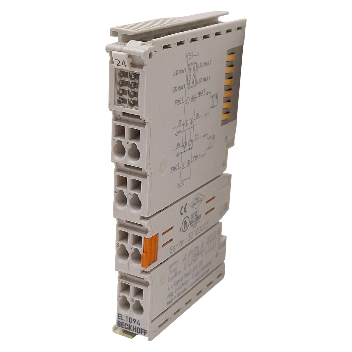 Used Beckhoff EL1094 EtherCAT Terminal, 4-Channel Digital Input, 10µs Filter, 24VDC