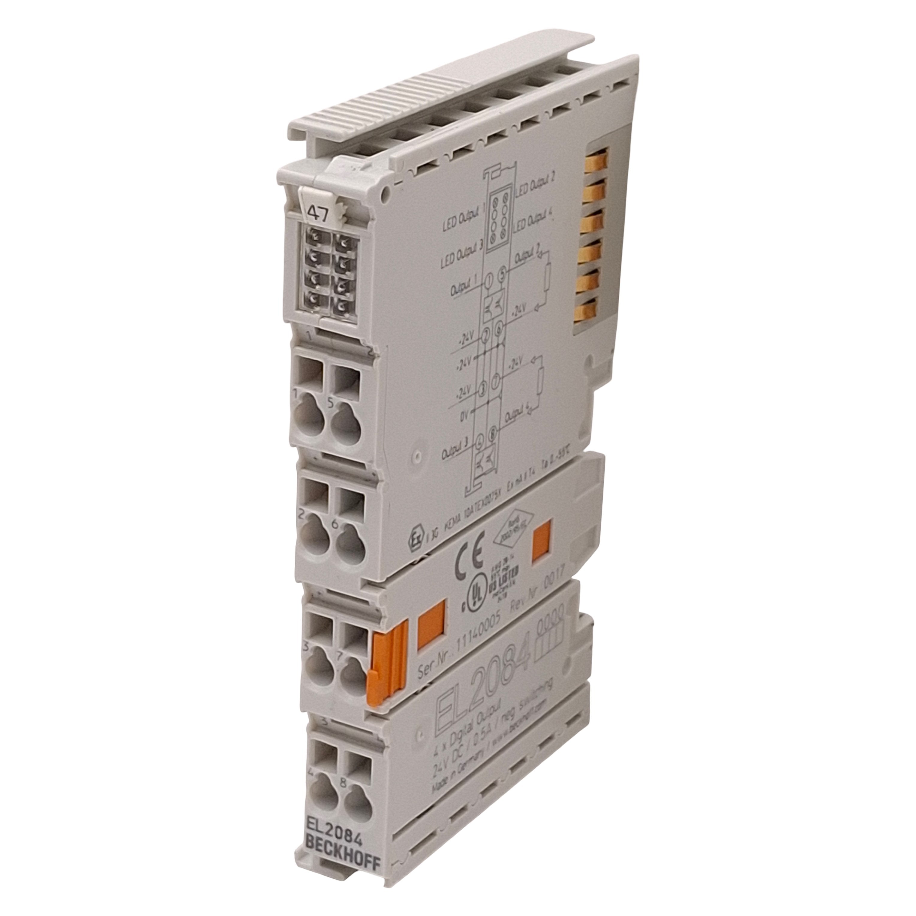 Beckhoff EL2084 EtherCAT Terminal, 4-Channel Digital Output, 24VDC 0.5 ...