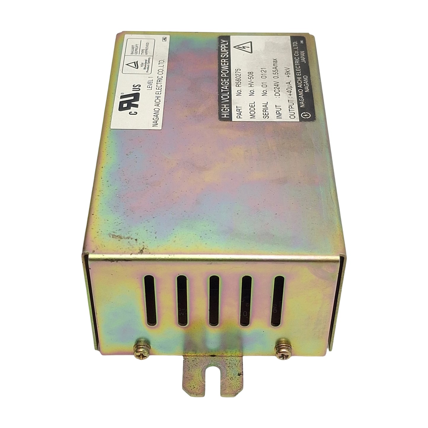 Used Nagano Aichi Electric R560275 HV-508 Power Supply, 24VDC In, +40µA +9kV Out