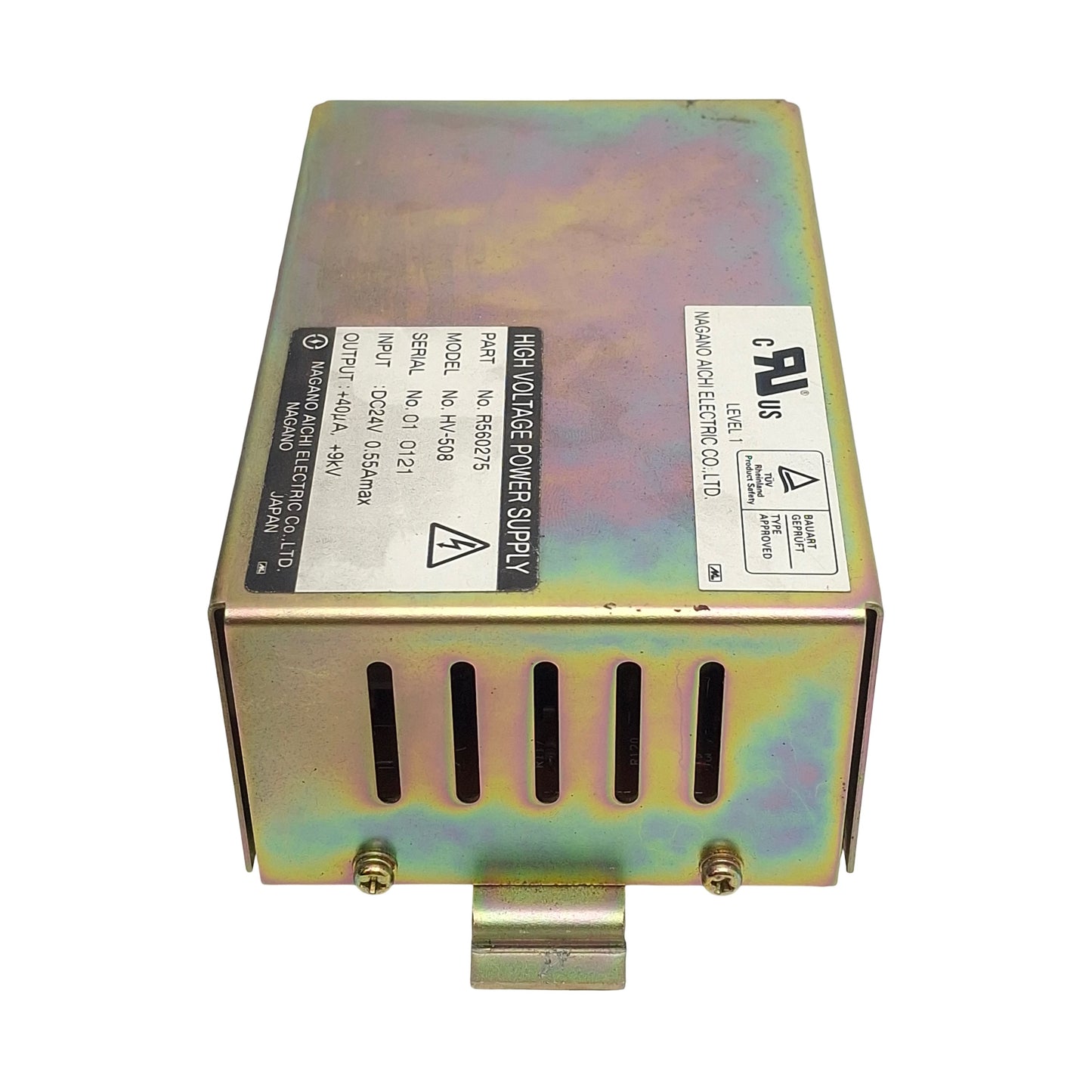 Used Nagano Aichi Electric R560275 HV-508 Power Supply, 24VDC In, +40µA +9kV Out