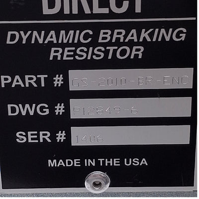 Used Automation Direct GS-2010-BR-ENC Brake Resistor For AC Drives, 1.0kW, 20 Ohms