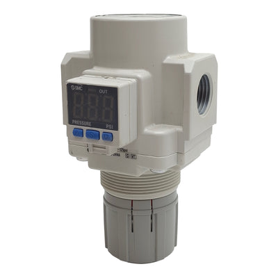 New – Open box SMC AR40-N04E3-RZ-B Pneumatic Regulator, 145psi Max, 7-125psi Set, 1/2in NPT