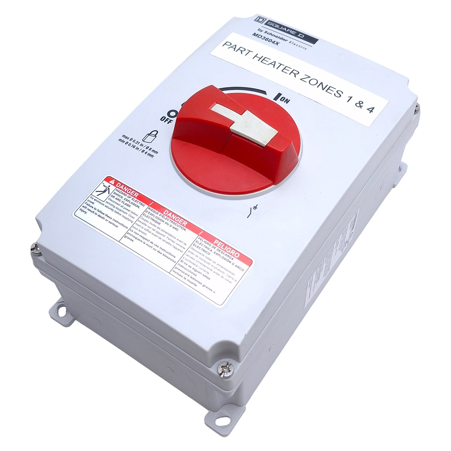 Used Square D MD3604X Disconnect Switch 3-Pole, 60A, 600VAC, NEMA 4X Enclosure