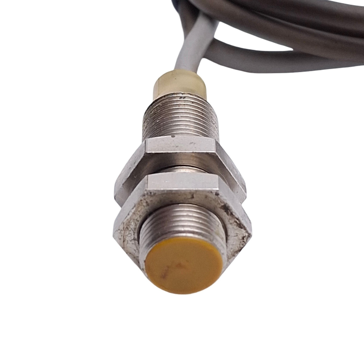 Used Omron TL-X2C1-GE Inductive Proximity Sensor, 2mm, 12-24VDC, NPN N/O, M12