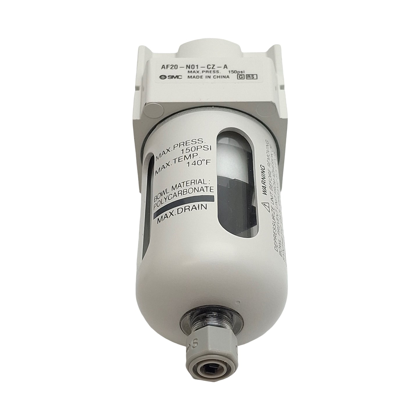 New Lot of 2 SMC AF20-N01-CZ-A Pneumatic Filter, 1/8in NPT, 150psi Max, 5µm