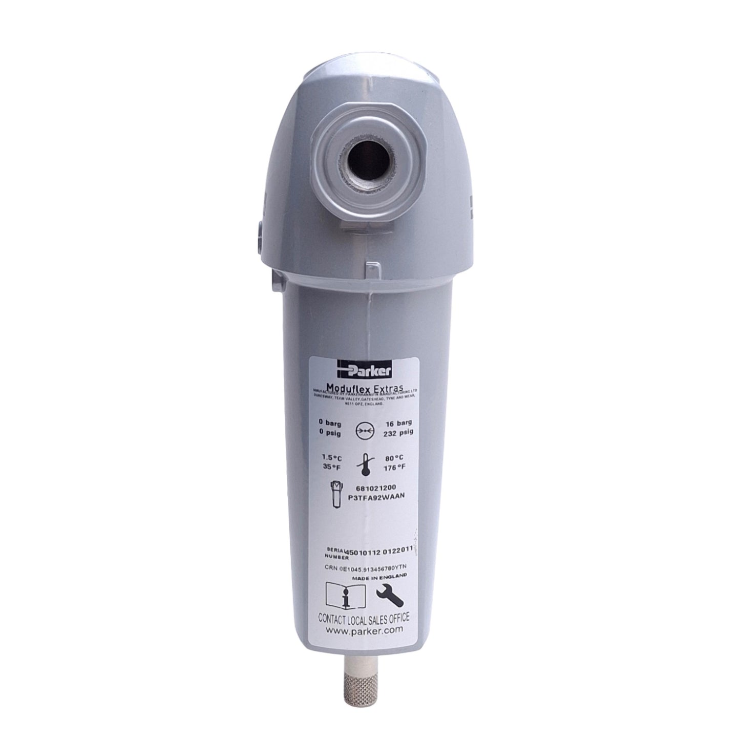 Used Parker P3TFA92WAAN Moduflex Liquid Separator, 1/4in NPT, 21CFM, 16bar Max