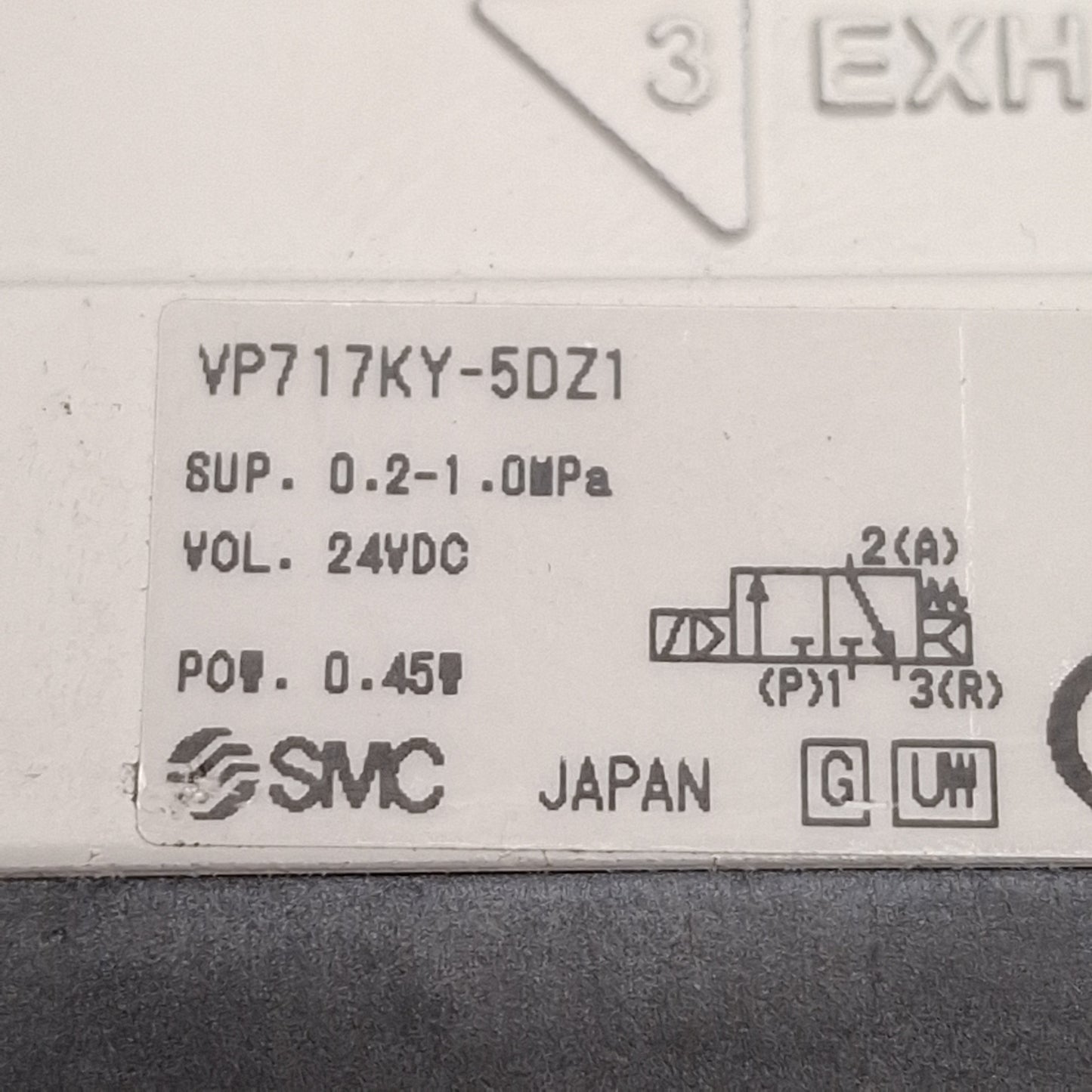 Used SMC VP717KY-5DZ1 Pressure Relief Solenoid Valve, 0.2-1.0MPa, G1/2, 24VDC Coil