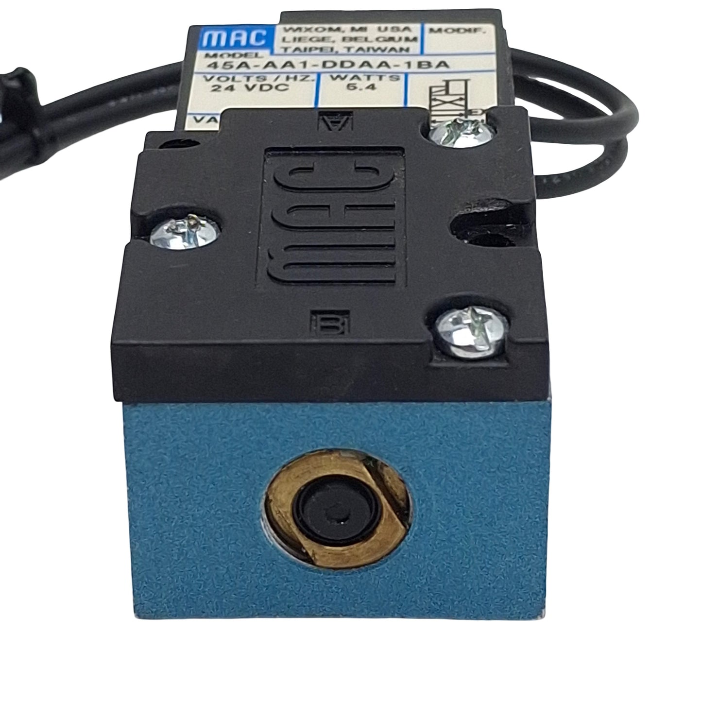Used Mac 45A-AA1-DDAA-1BA Solenoid Valve, 4/2-Way, 1/8in NPT, vac-120psi, 24VDC Coil