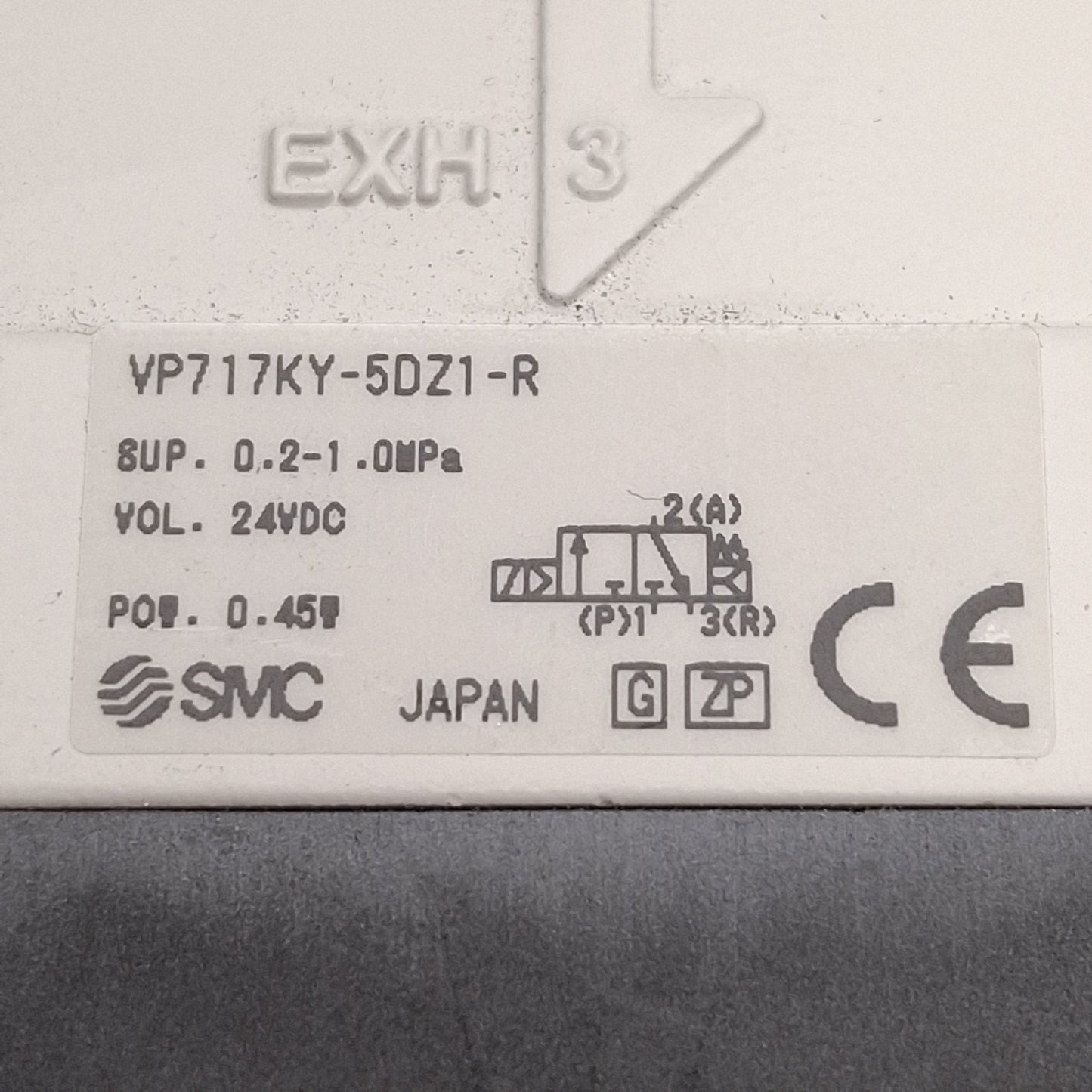Used SMC VP717KY-5DZ1-R Pressure Relief Solenoid Valve, 0.2-1.0MPa, G1/2, 24VDC Coil