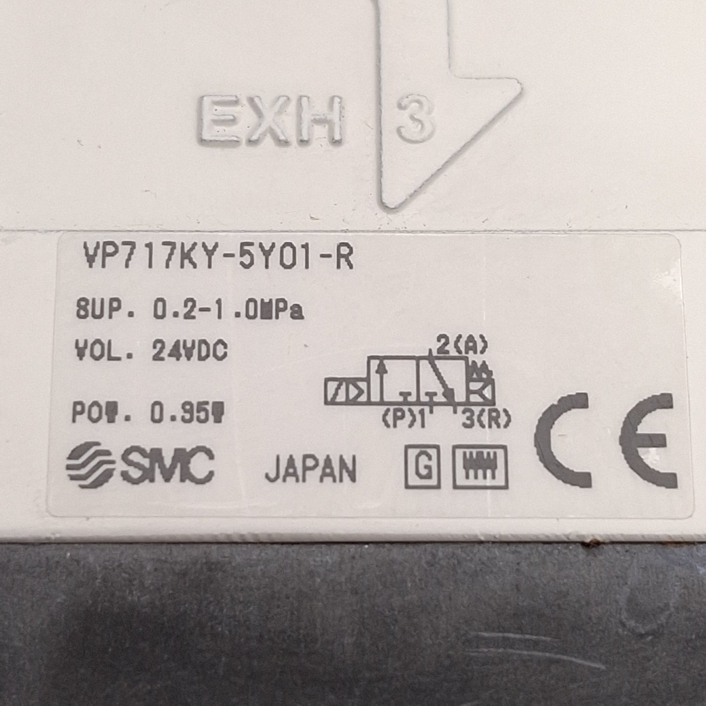 Used SMC VP717KY-5YO1-R Pressure Relief Solenoid Valve, 0.2-1.0MPa, G1/2, 24VDC Coil