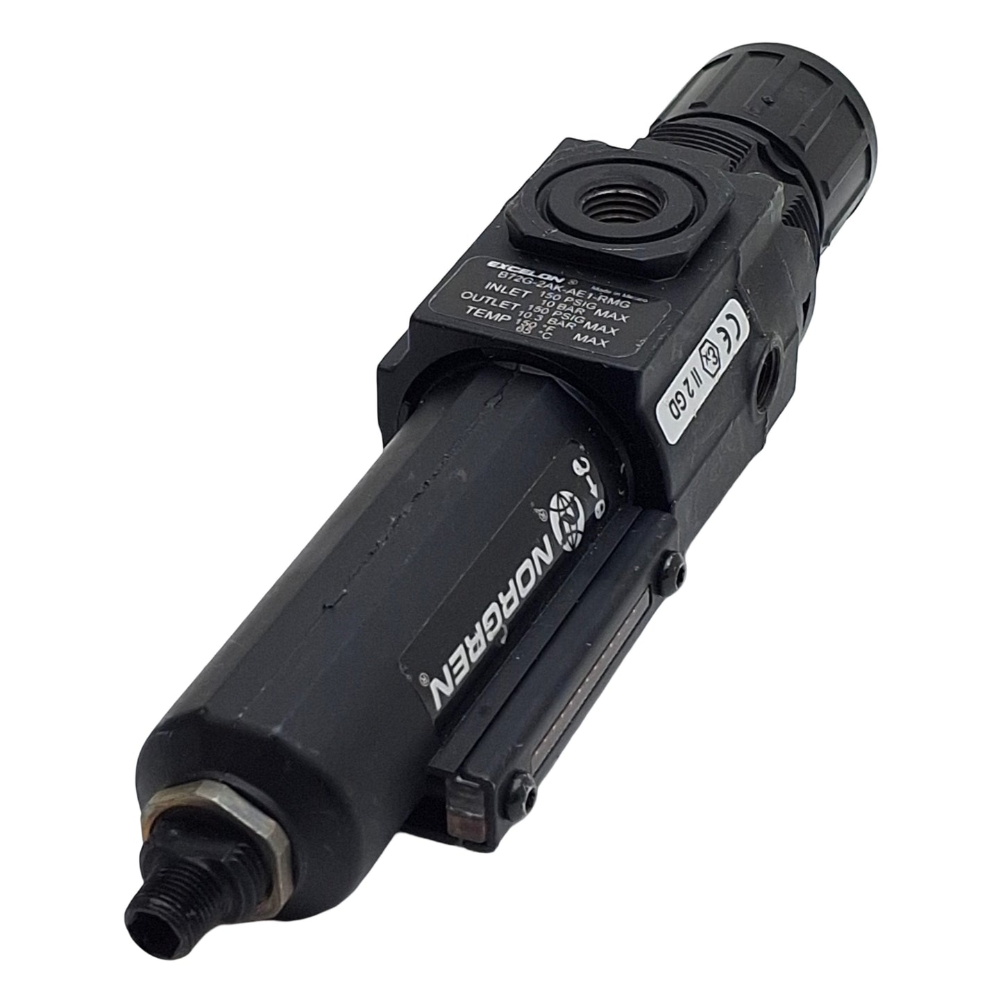 Used Norgren B72G-2AK-AE1-RMG Excelon Filter Regulator, 1/4in PTF, 4-145psi Set, 5µm