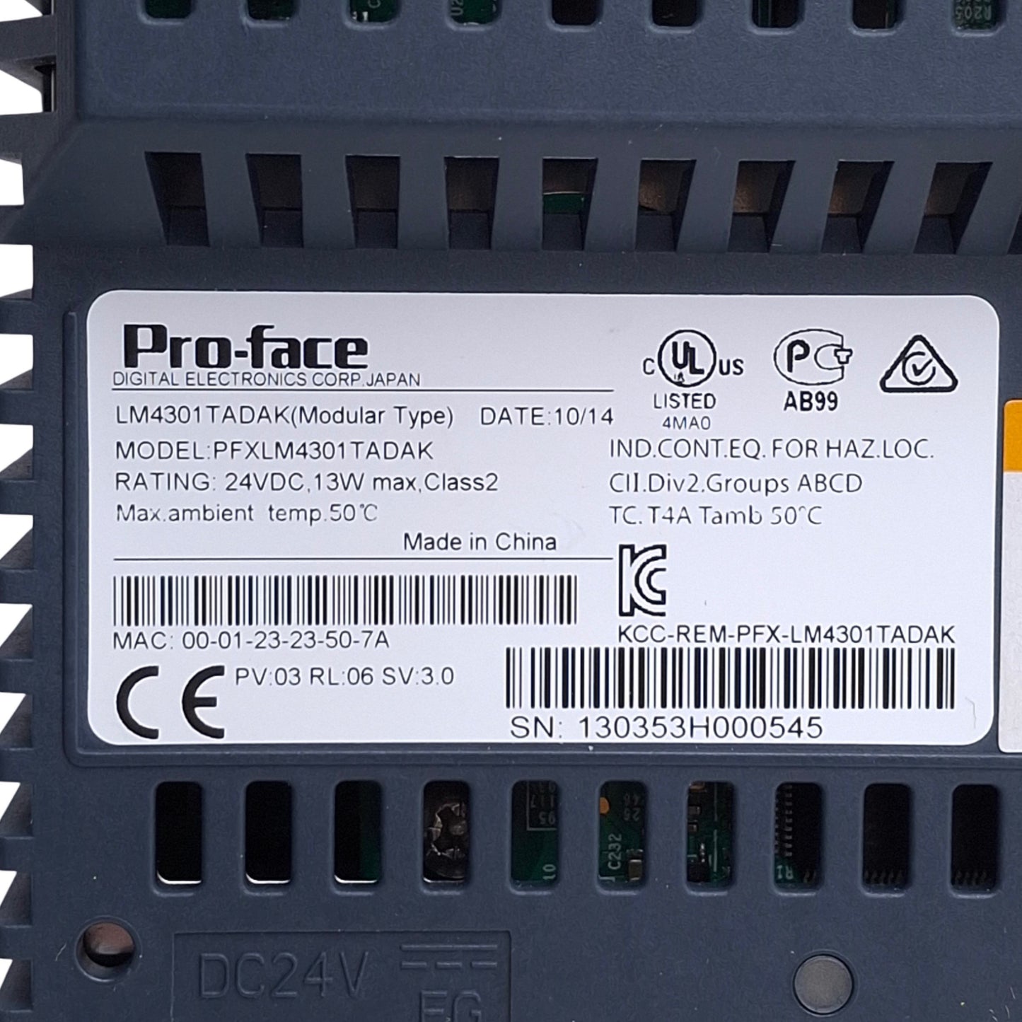 Used Proface PFXLM4301TADAK HMI Display Rear Module, Digital/Analog, 24VDC, 5.7in