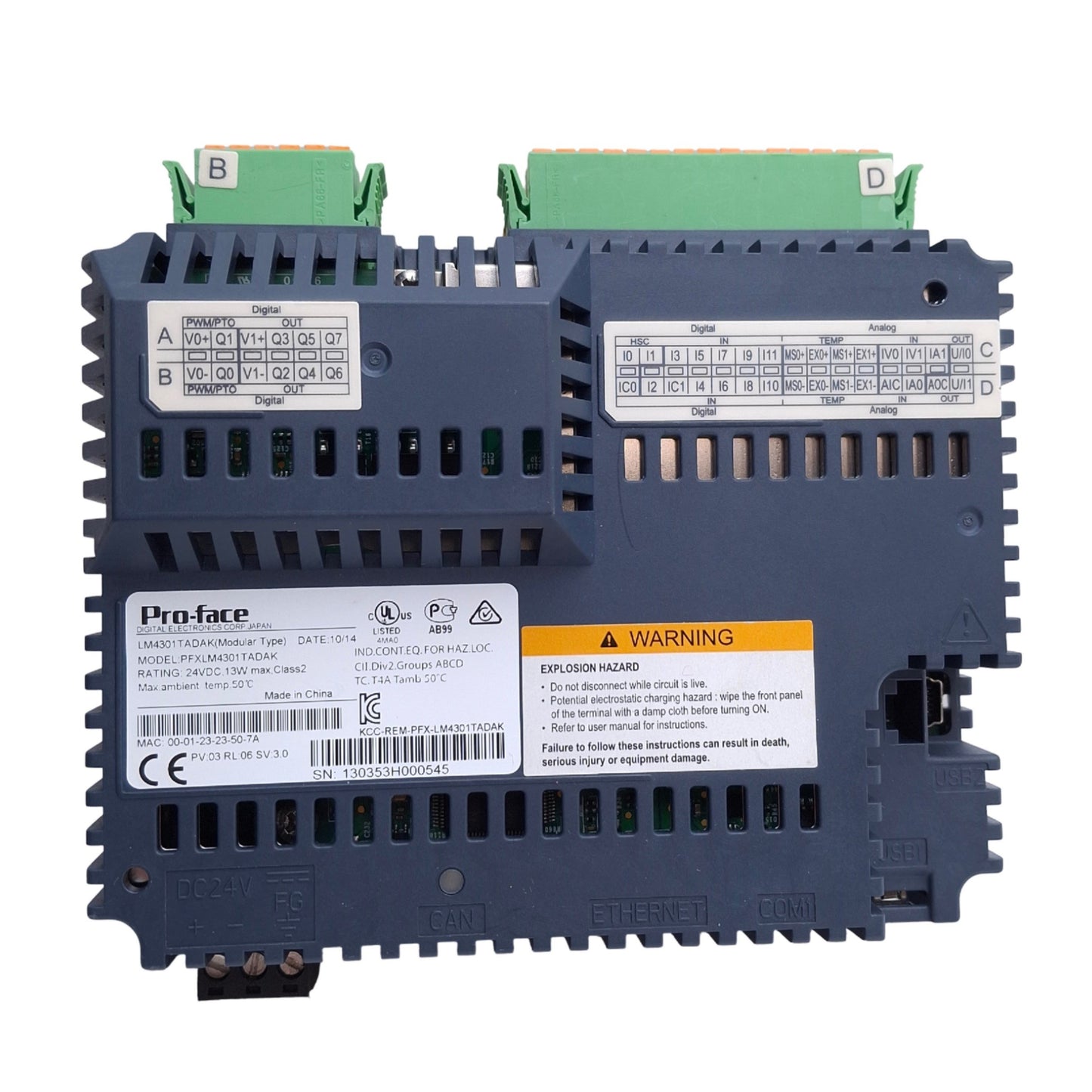 Used Proface PFXLM4301TADAK HMI Display Rear Module, Digital/Analog, 24VDC, 5.7in