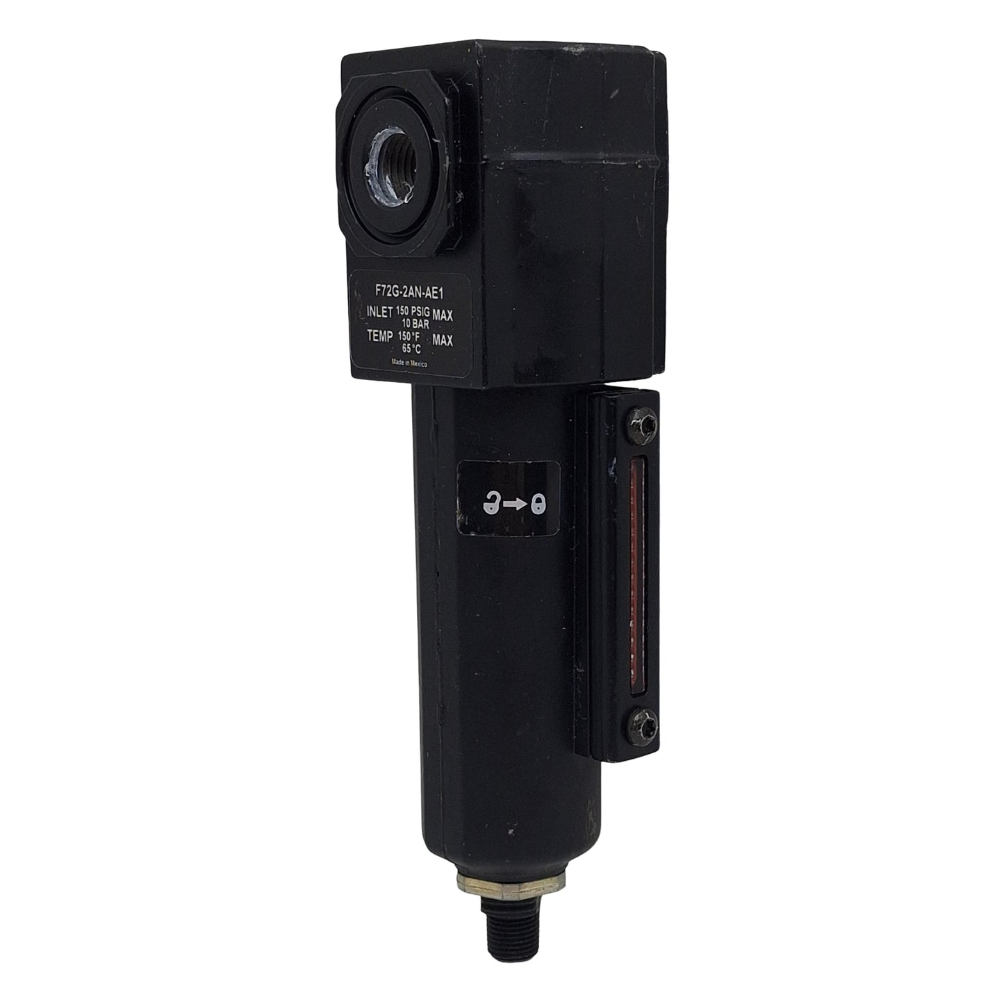 Used Norgren F72G-2AN-AE1 Excelon Auto Drain Filter, 1/4in PTF, 150psi, 59scfm, 5µm