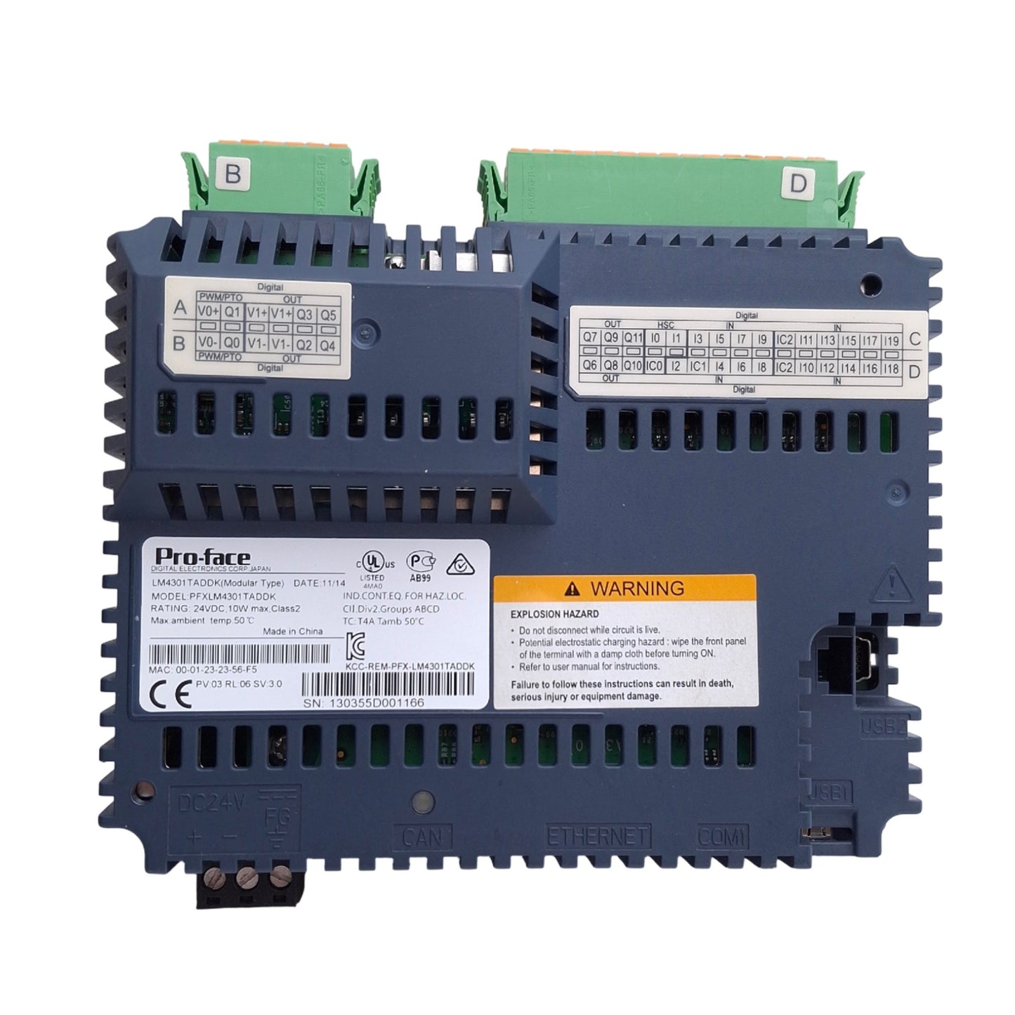 Used Proface PFXLM4301TADDK HMI Display Rear Module, Digital I/O, 24VDC, 5.7in