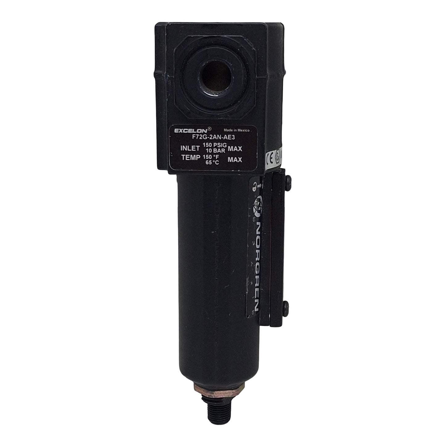 Used Norgren F72G-2AN-AE3 Excelon Auto Drain Filter, 1/4in PTF, 150psi, 59scfm, 40µm
