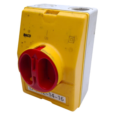 Used Baco 0172161 Disconnect Switch 3-Pole, 32A, 600VAC, NEMA 4X Enclosure Type