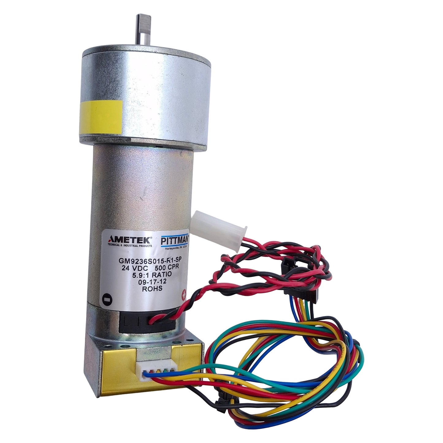 Used Ametek GM9236S015-R1-SP DC Gearmotor 24VDC, 9.6A, 669RPM, 6.49oz-in/A, ø6.34"