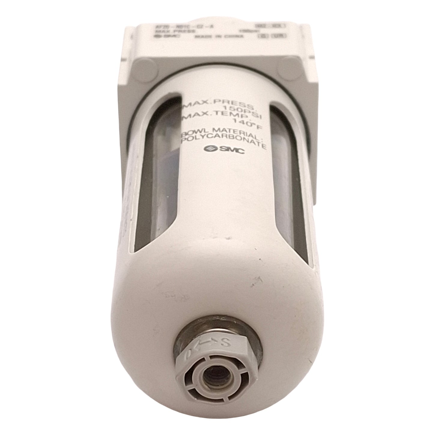 Used SMC AF20-N01C-CZ-A Pneumatic Filter, 5µm Filtration, 150psi, Auto Drain, 1/8NPT