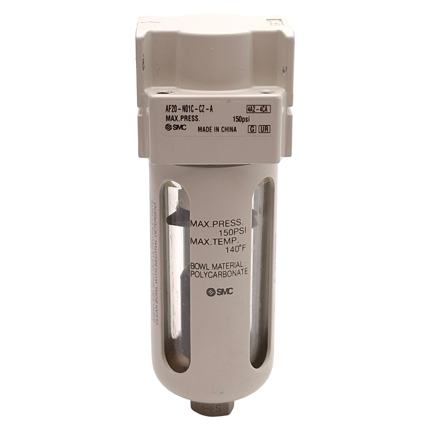 Used SMC AF20-N01C-CZ-A Pneumatic Filter, 5µm Filtration, 150psi, Auto Drain, 1/8NPT