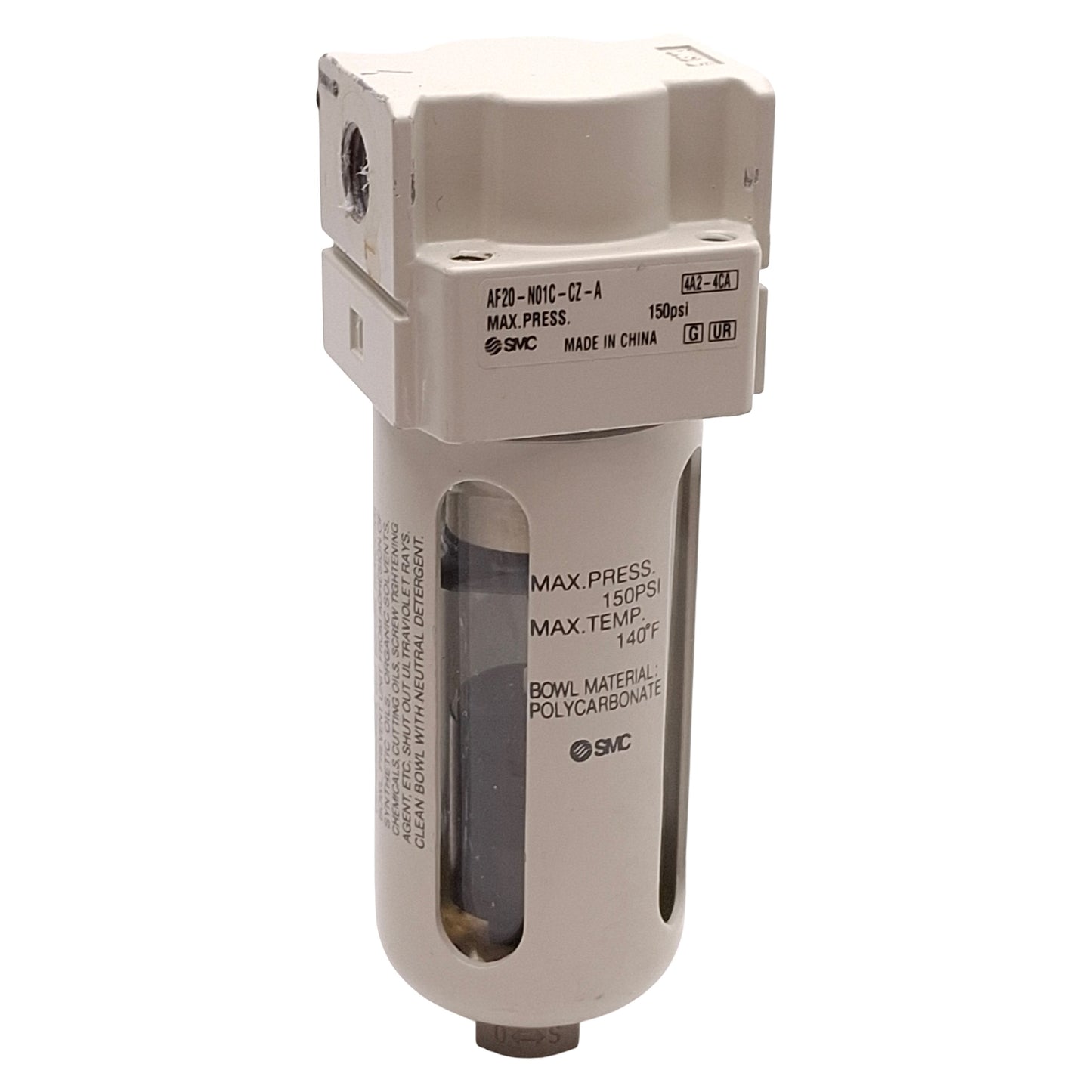 Used SMC AF20-N01C-CZ-A Pneumatic Filter, 5µm Filtration, 150psi, Auto Drain, 1/8NPT
