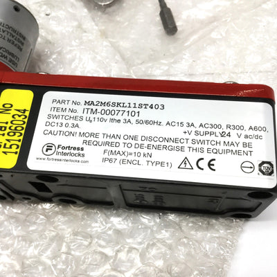 New – Open box Fortress MA2M6SKL11ST403 Safety Keyed Interlock Switch 2NC-1NO 24V *Green LEDs*