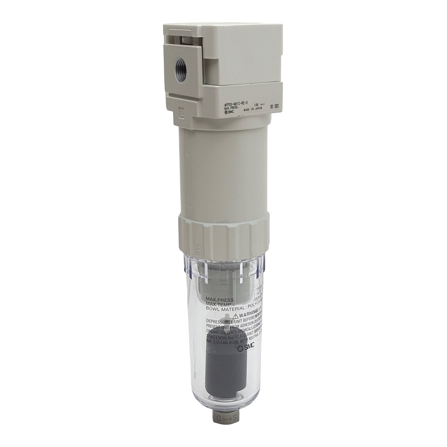 Used SMC AFF20-N01C-RZ-D Main Line Air Filter, 150psi Max, 5µm Filtration, 1/8in NPT