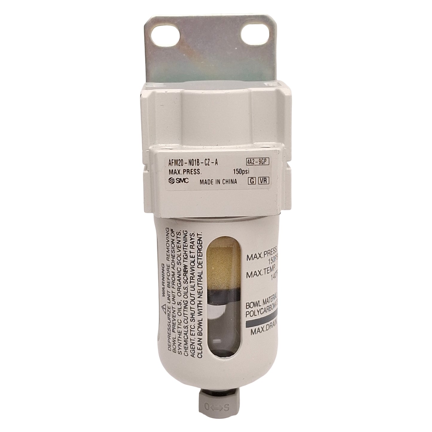 Used SMC AFM20-N01B-CZ-A Mist Separator, 0.3µm Filtration, 150psi, 1/8in NPT Ports