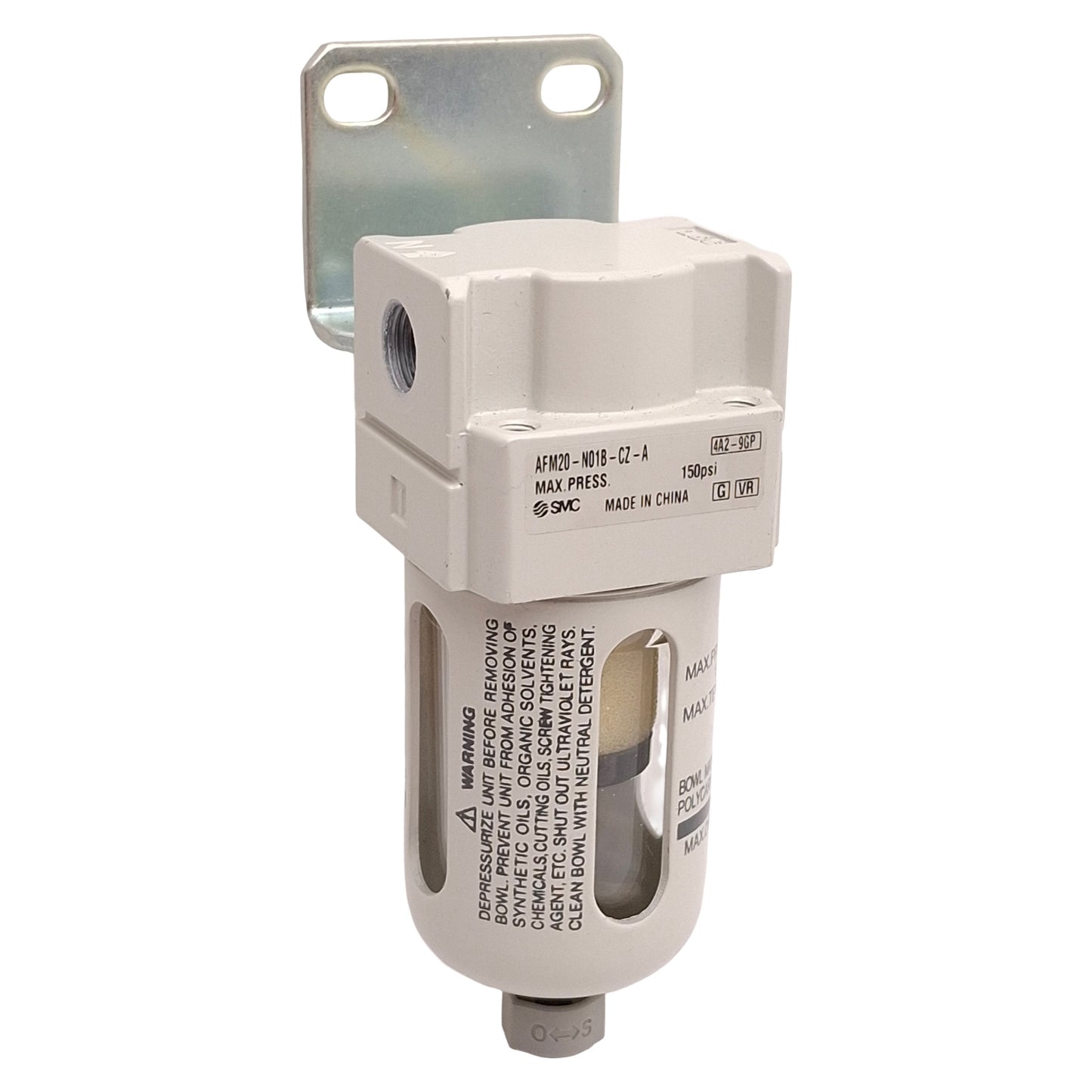Used SMC AFM20-N01B-CZ-A Mist Separator, 0.3µm Filtration, 150psi, 1/8in NPT Ports