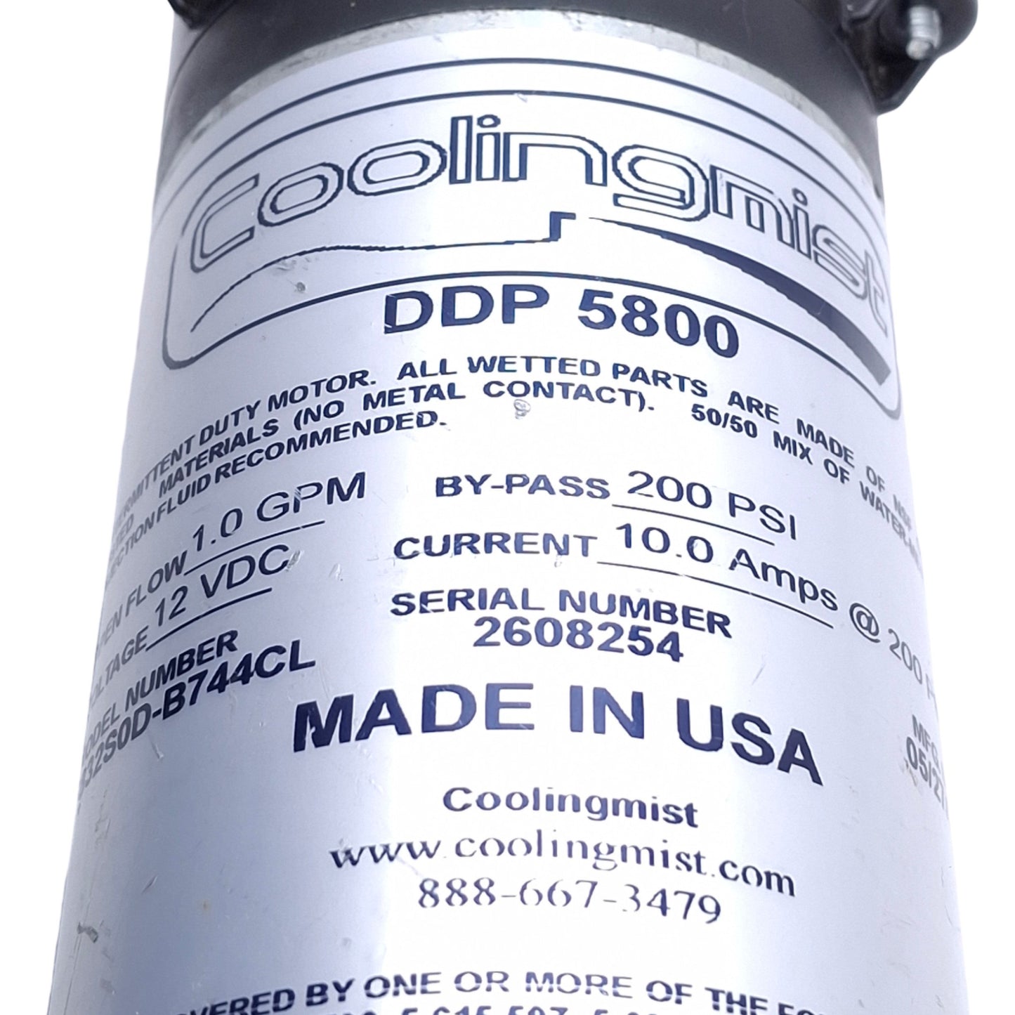 Used Coolingmist DDP 5800 Liquid Delivery Pump, 12VDC 10A Max, 1.0GPM, 200psi