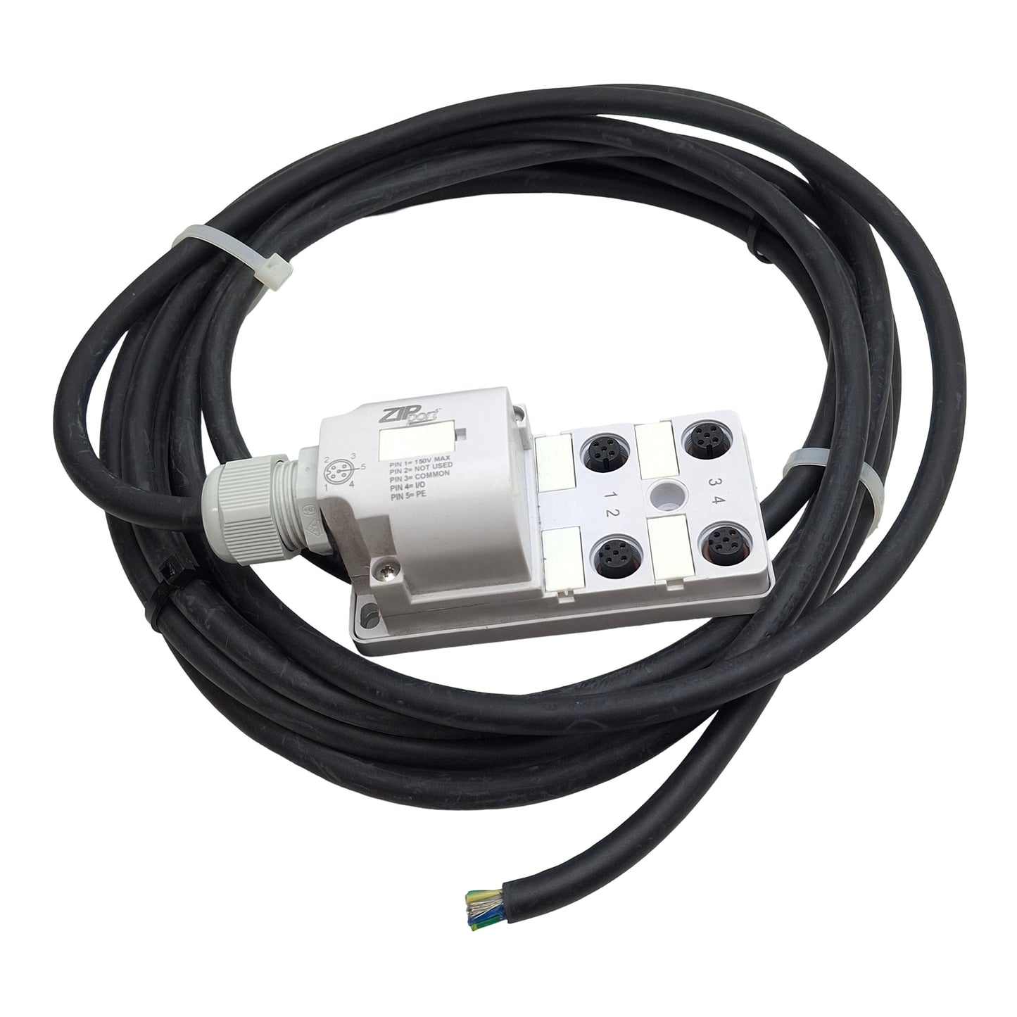 Used Automation Direct ZP-JBH44-00-5 ZIPport Junction Block, 4x 5-Pin M12, 150VAC/VDC