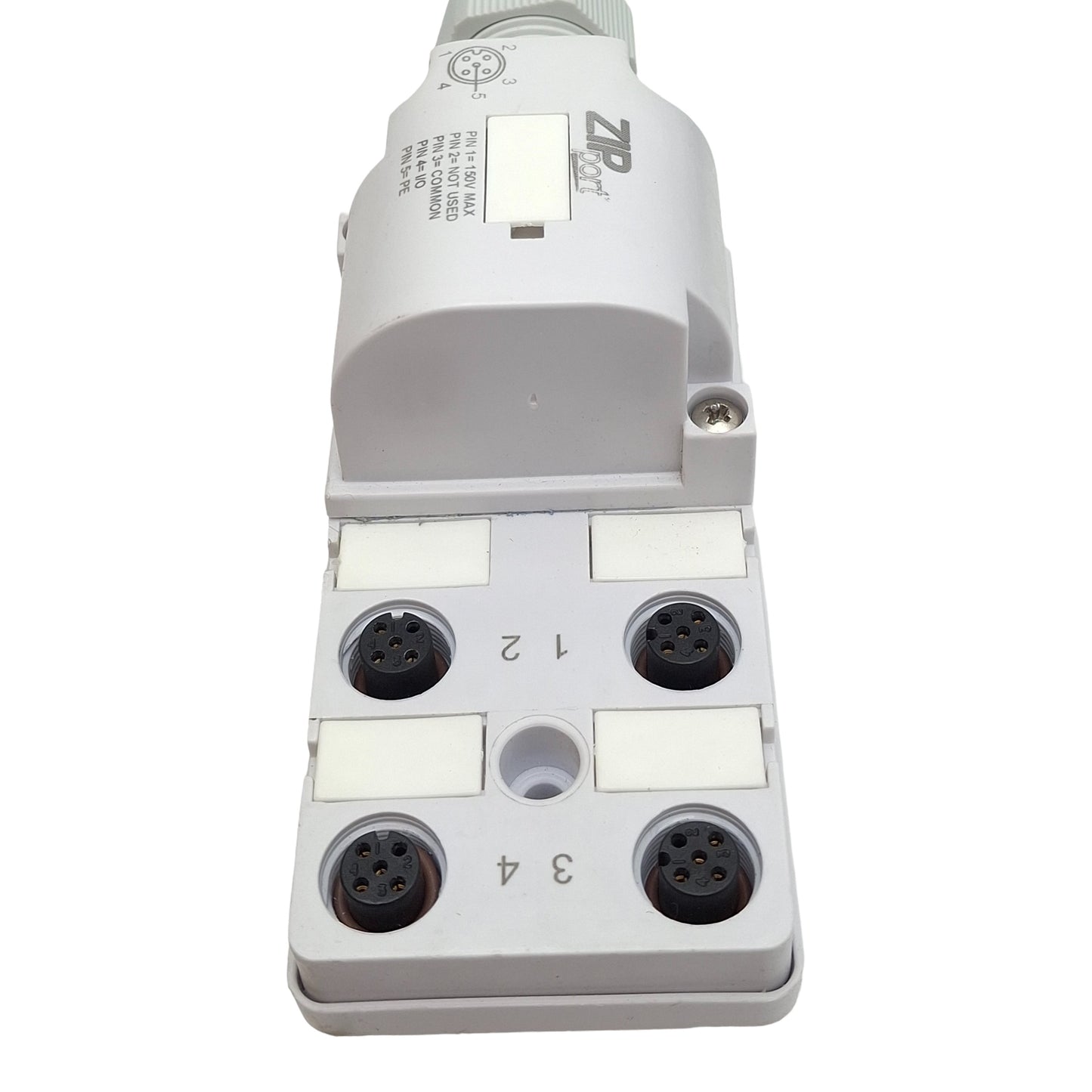 Used Automation Direct ZP-JBH44-00-5 ZIPport Junction Block, 4x 5-Pin M12, 150VAC/VDC