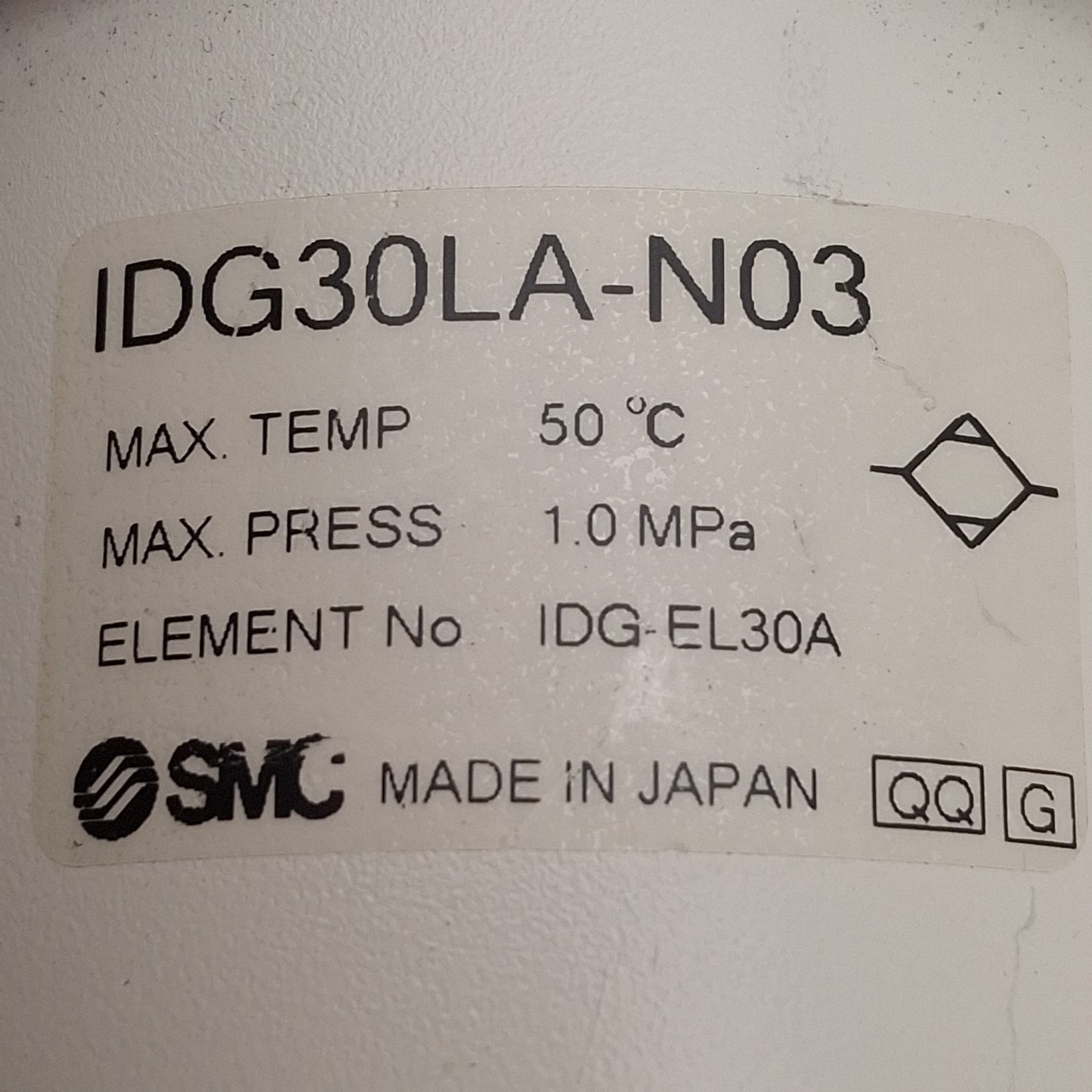 Used SMC IDG30LA-N03 Membrane Air Dryer, -40°C Dew Point, 75L/min, 1.0MPa, 3/8in NPT