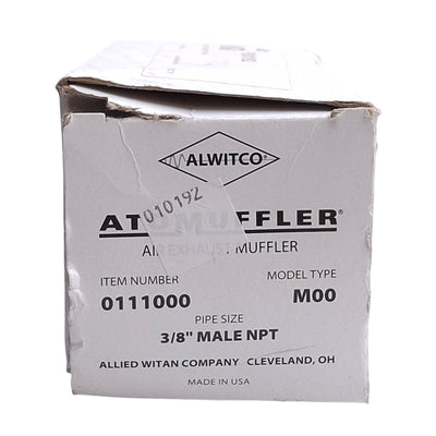 New Alwitco 0111000 M00 Pneumatic Muffler, 3/8in NPT Male, 125psi, ø2.59in x 5.12in