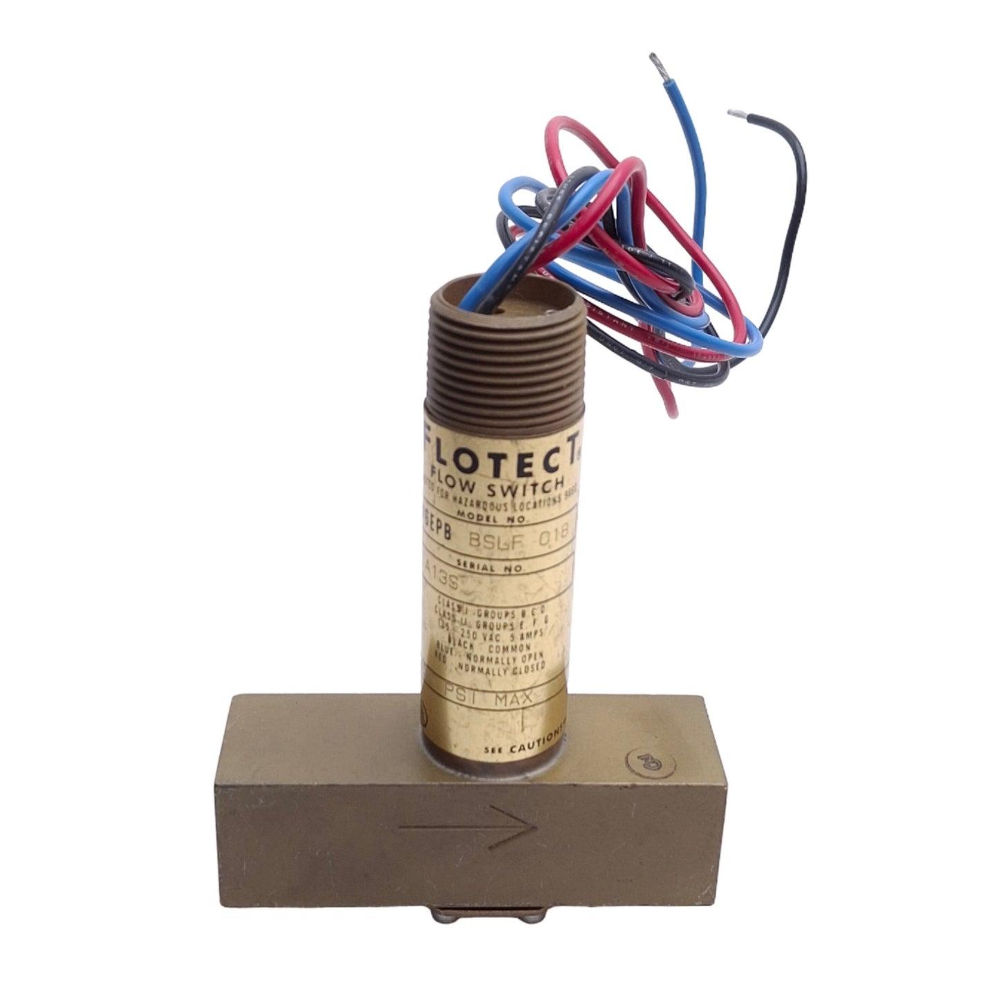 Used Dwyer V6EPB-BS-S-L-F-018 FlotecT Flow Switch, SPDT, 1/2in NPT, 250VAC 5A