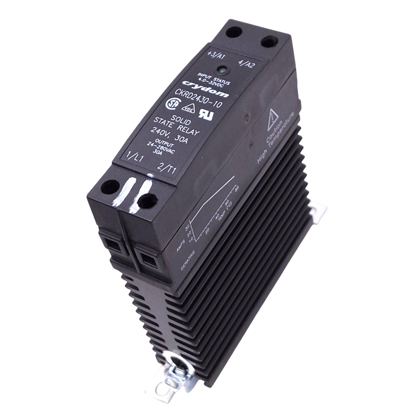 Used Crydom CKRD2430-10 Solid State Relay, SPST-NO, 240VAC 30A Max, 4-32VDC Coil