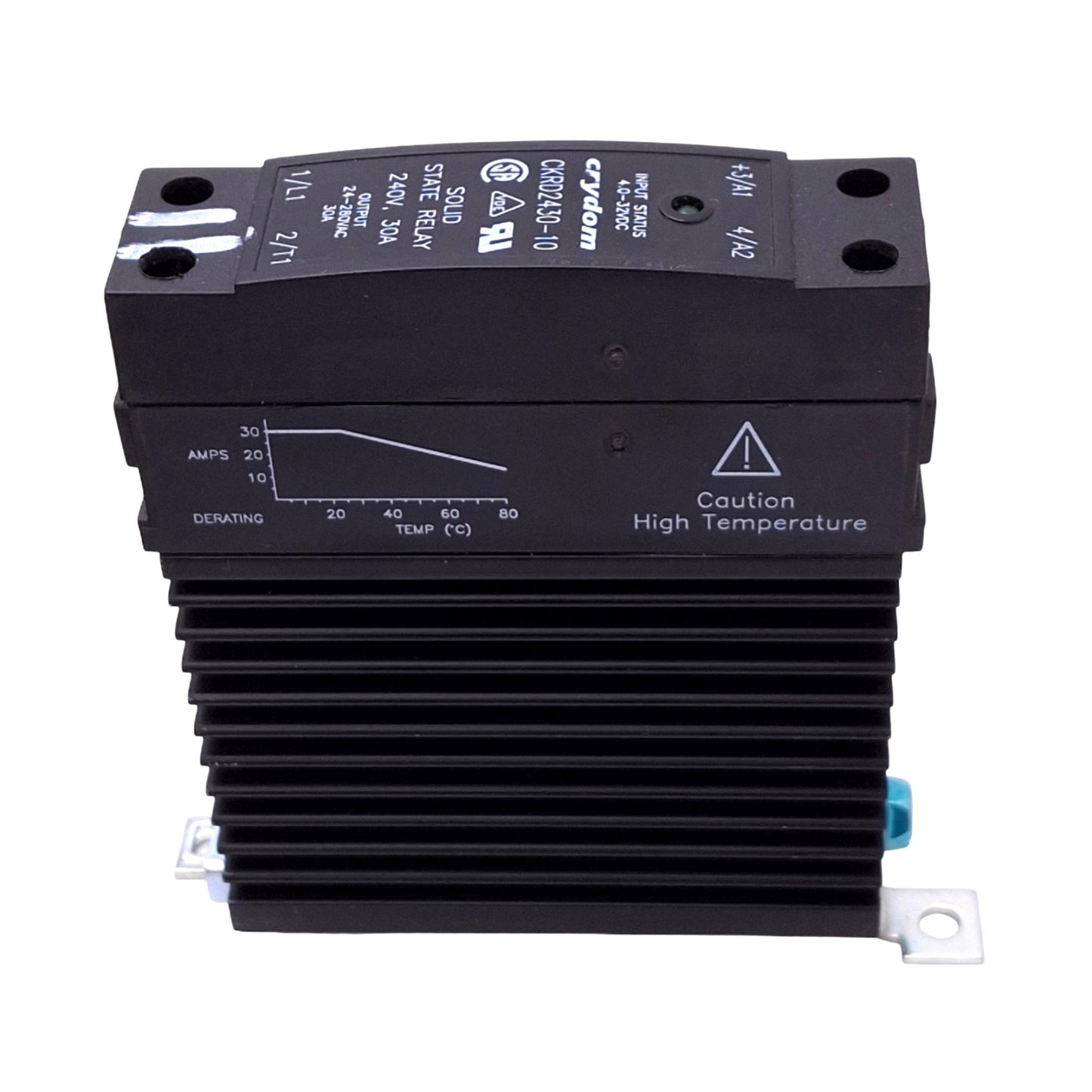 Used Crydom CKRD2430-10 Solid State Relay, SPST-NO, 240VAC 30A Max, 4-32VDC Coil