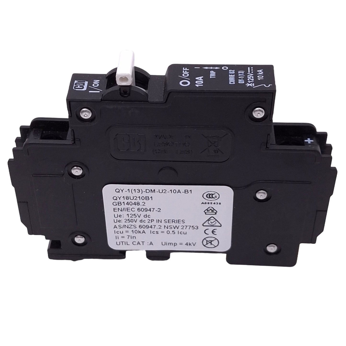 Used CBI QY-1(13)-DM-U2-10A-B1 QY18U210B1 Circuit Breaker, 1-Pole, 10A, 125VDC Max